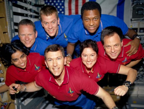 The crew of STS-107 in orbit