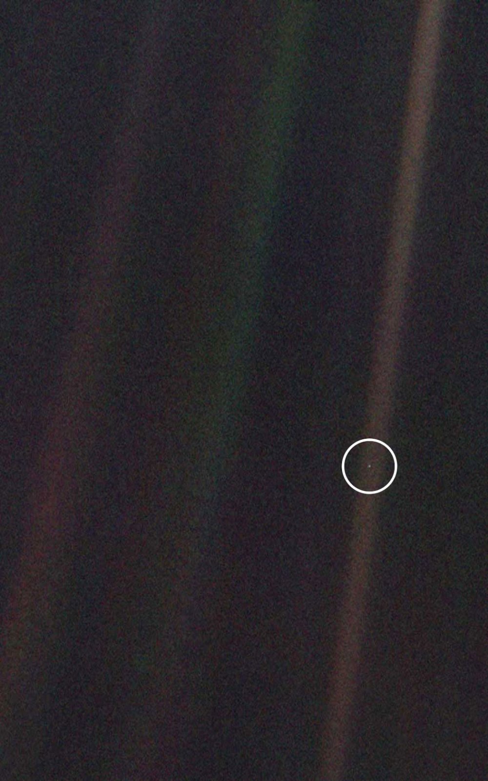 thw pale blue dot with our location indicated
