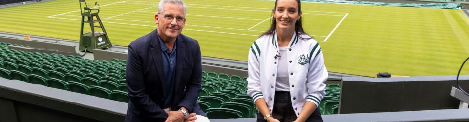 Steve Carell joins Laura Robson at Wimbledon